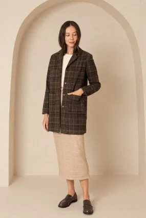 Brown Plaid Wool Coat