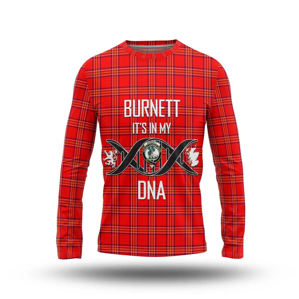 Burnett Modern Tartan Long Sleeve T-Shirt with Family Crest DNA In Me Style