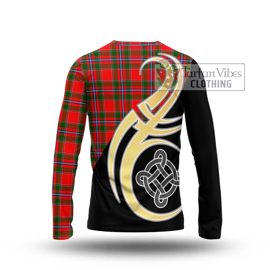 Butter Tartan Long Sleeve T-Shirt with Family Crest and Celtic Symbol Style