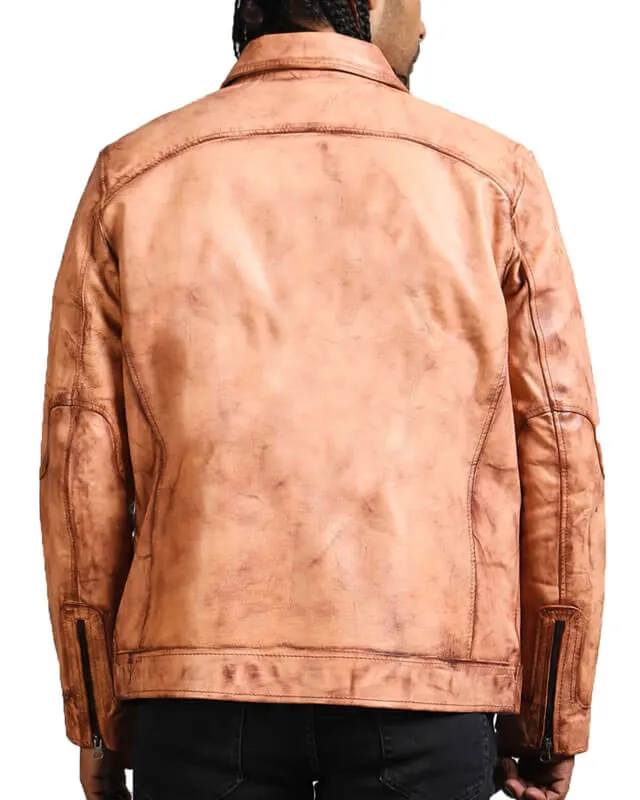 Camel Tan Biker Leather Jacket