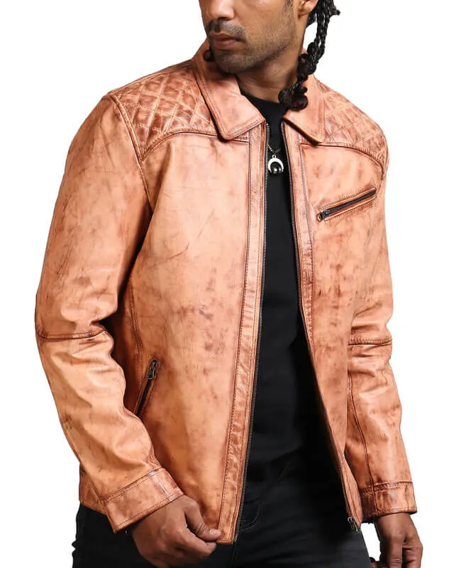 Camel Tan Biker Leather Jacket