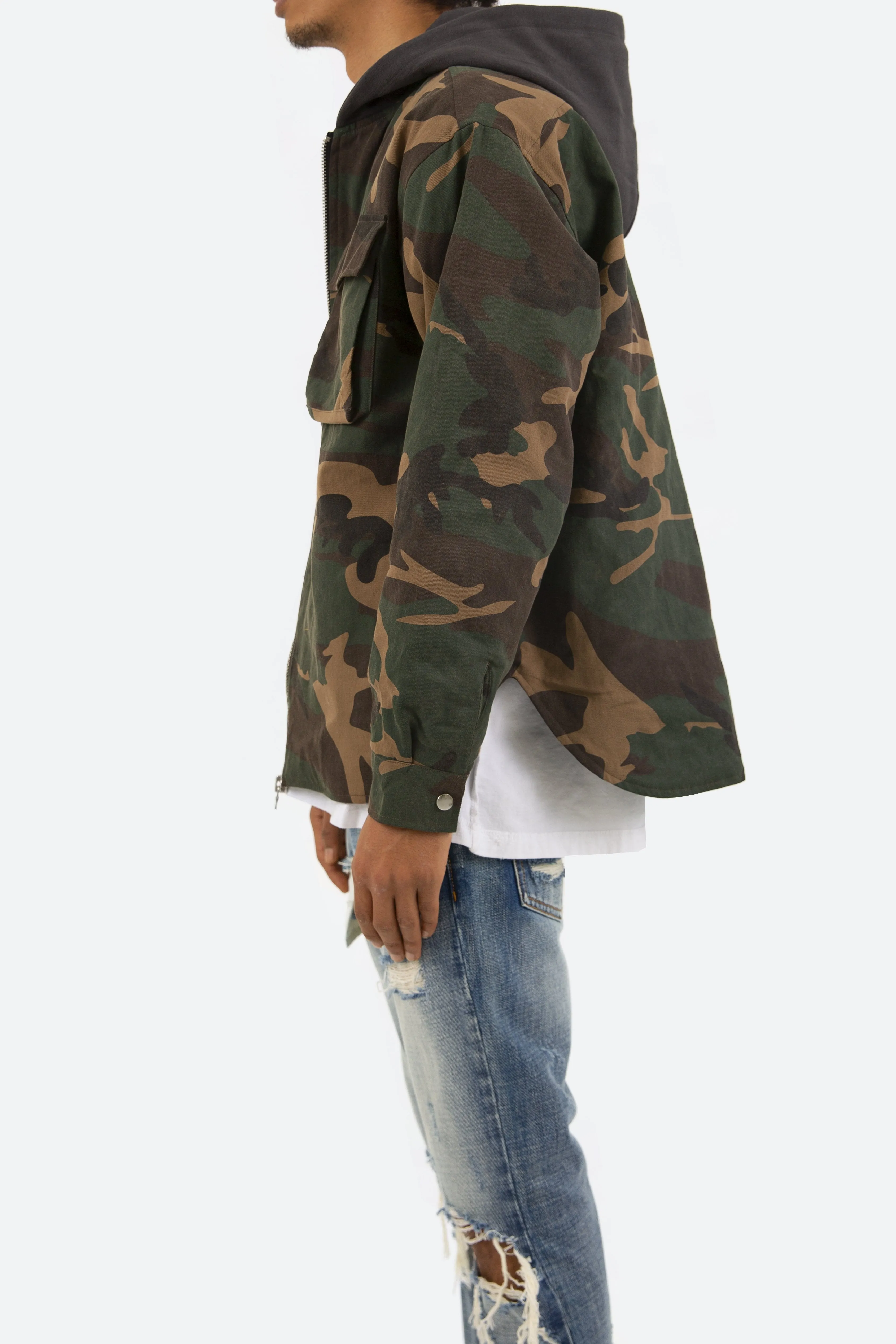 Camo Hooded Zip Up - Woodland Camo