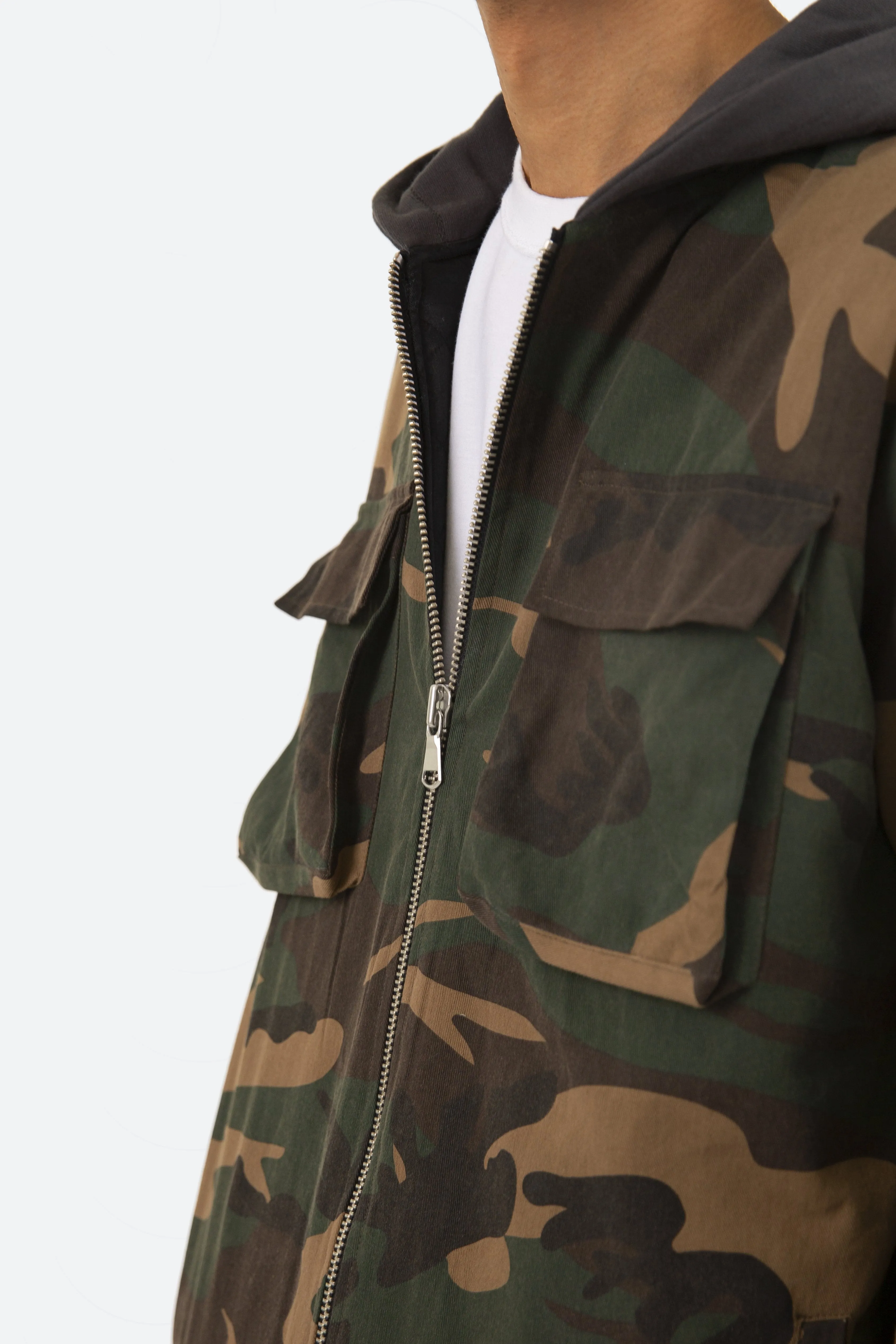 Camo Hooded Zip Up - Woodland Camo