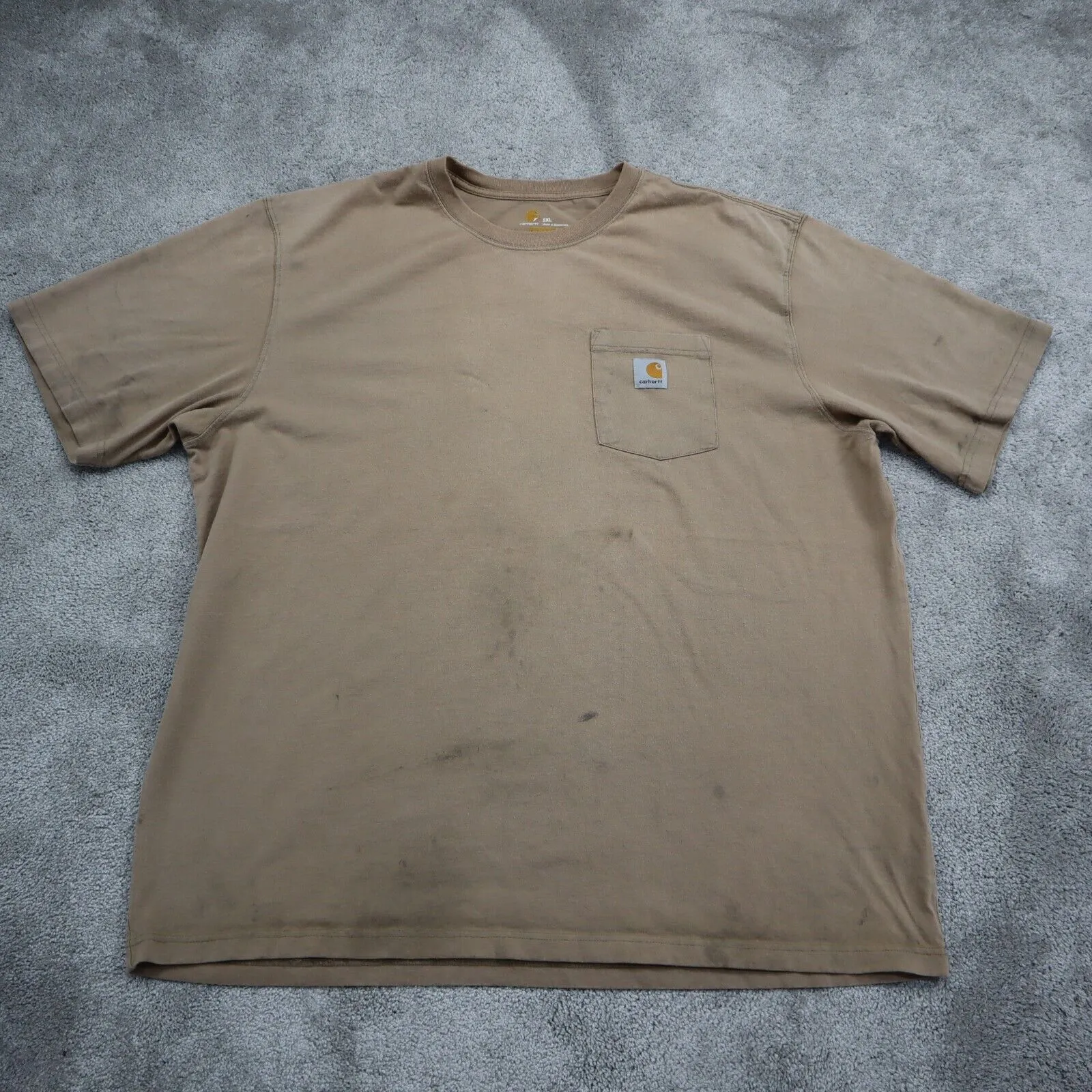 Carhartt Mens Pullover T Shirt Crew Neck Short Sleeve Original Camel Brown 2XL