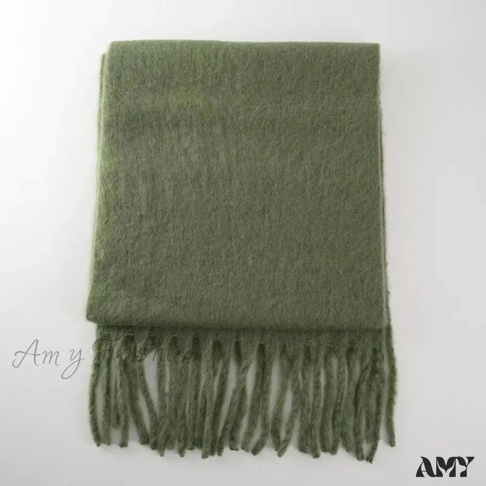 Cashmere Scarves for Women - Thick and Warm Muffler with Tassel Detail