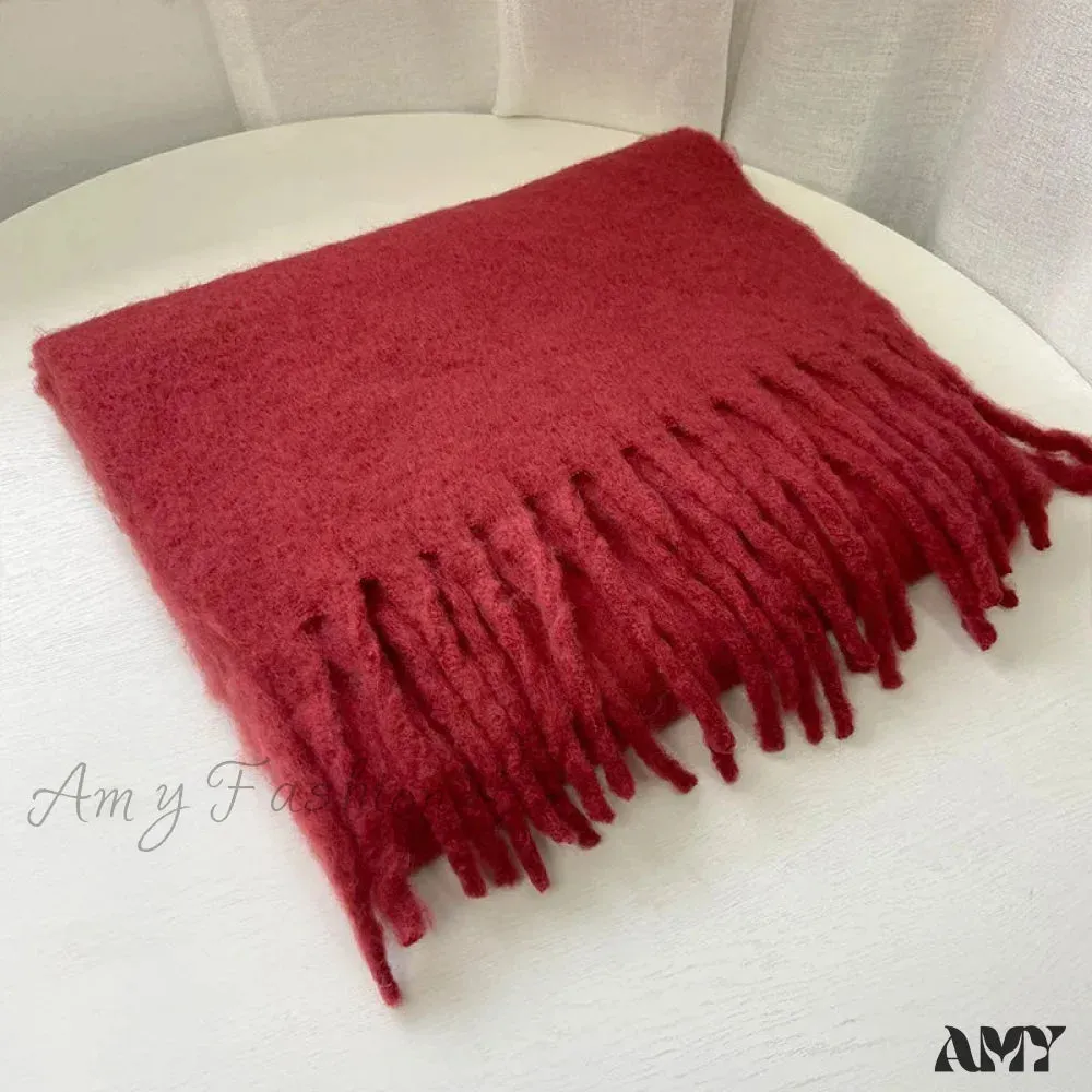 Cashmere Scarves for Women - Thick and Warm Muffler with Tassel Detail