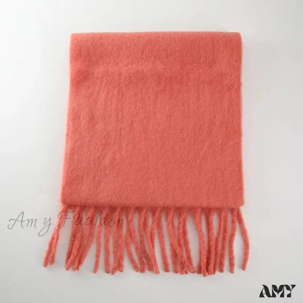 Cashmere Scarves for Women - Thick and Warm Muffler with Tassel Detail