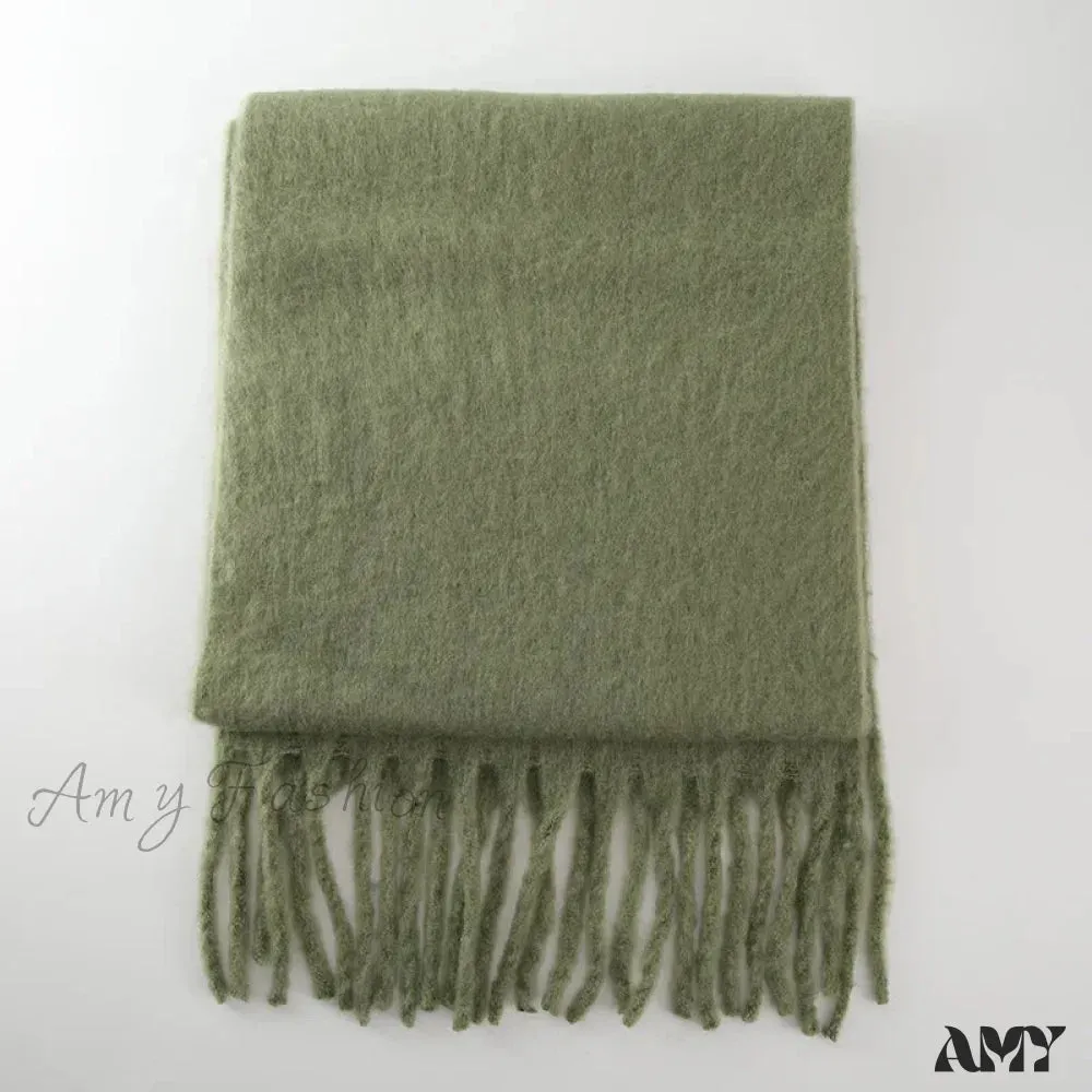 Cashmere Scarves for Women - Thick and Warm Muffler with Tassel Detail