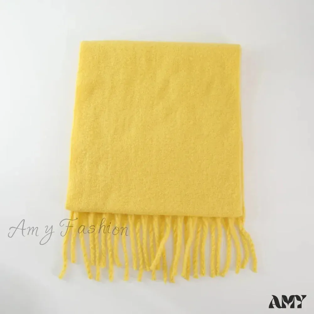 Cashmere Scarves for Women - Thick and Warm Muffler with Tassel Detail