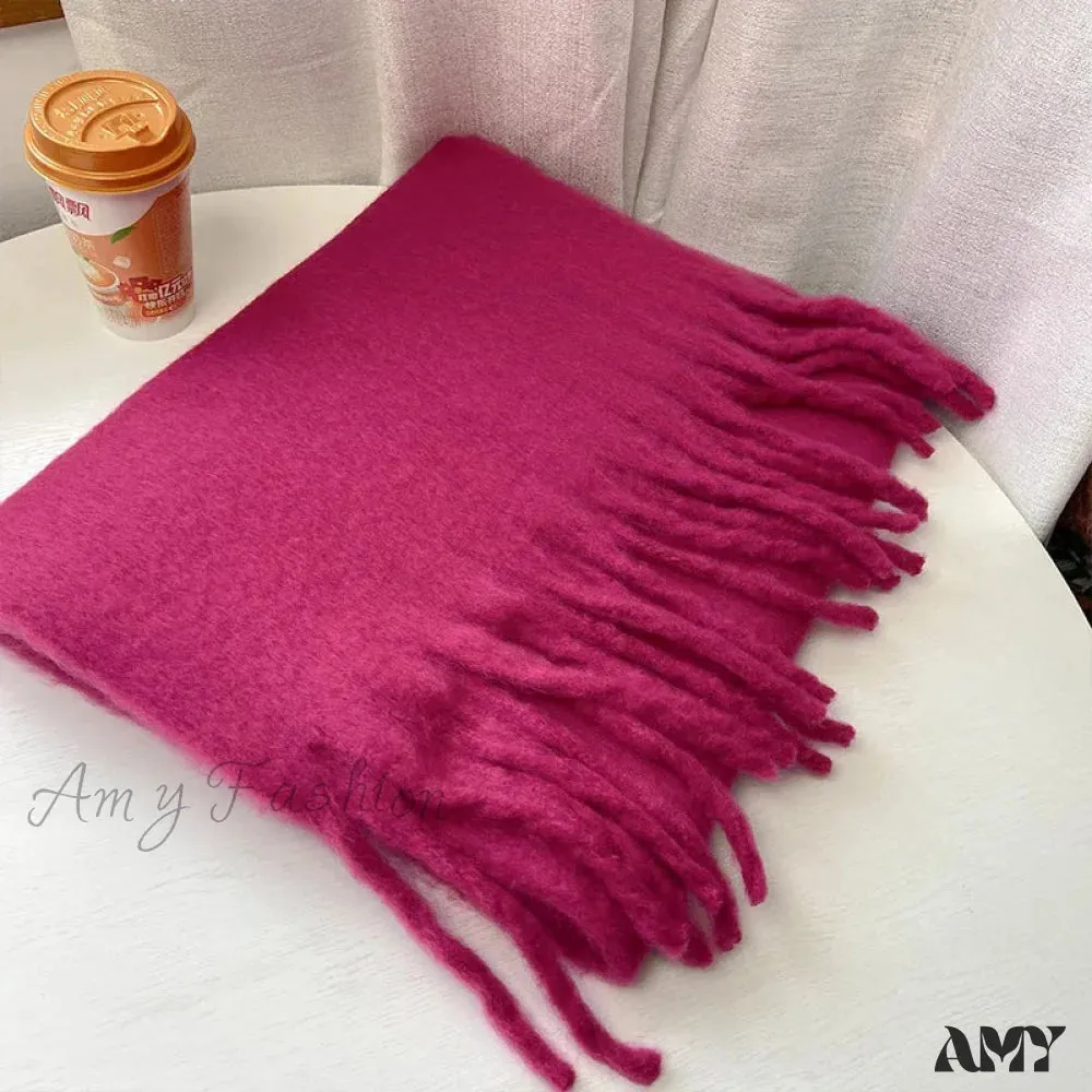 Cashmere Scarves for Women - Thick and Warm Muffler with Tassel Detail