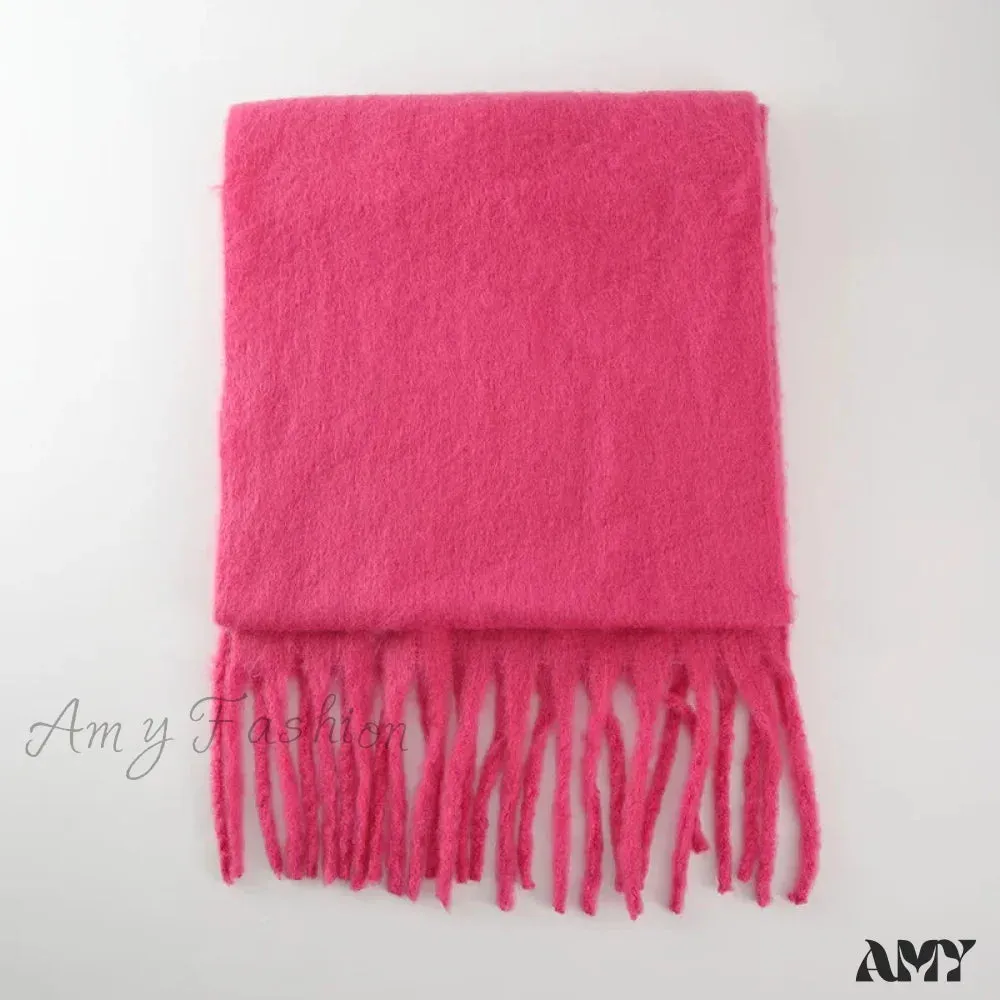 Cashmere Scarves for Women - Thick and Warm Muffler with Tassel Detail