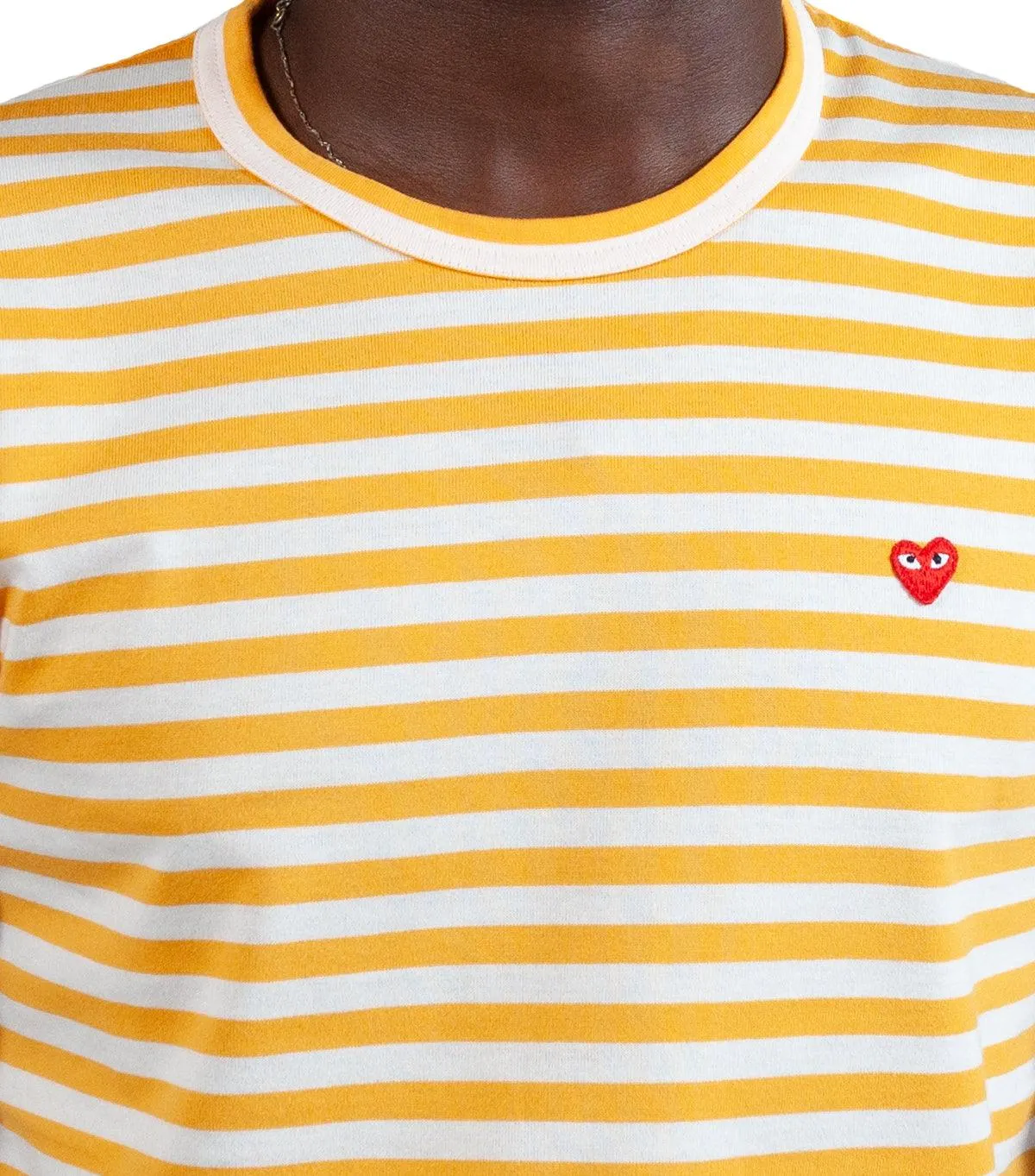 CdG PLAY Bi-Color Striped Long Sleeve T-Shirt Yellow