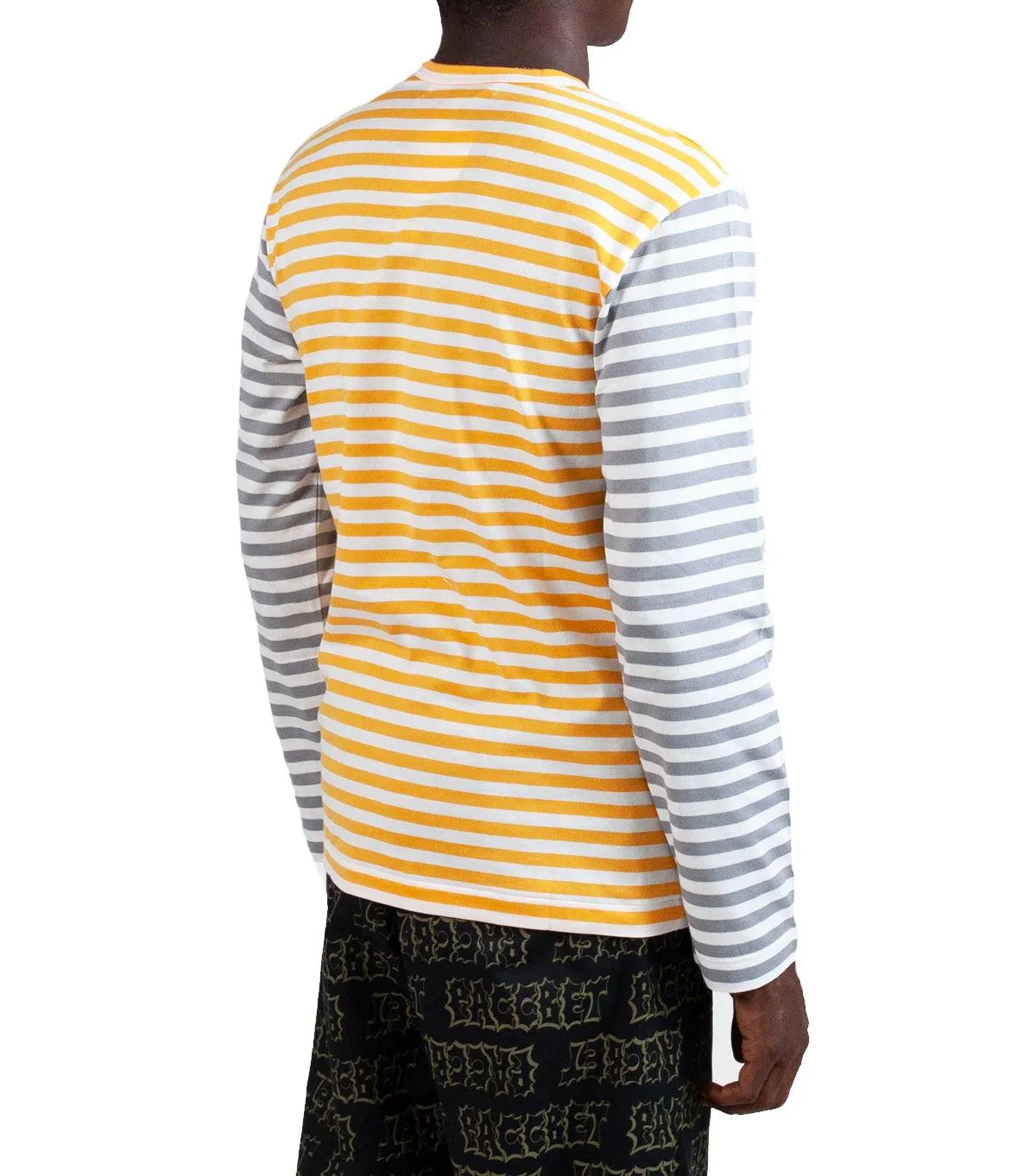 CdG PLAY Bi-Color Striped Long Sleeve T-Shirt Yellow