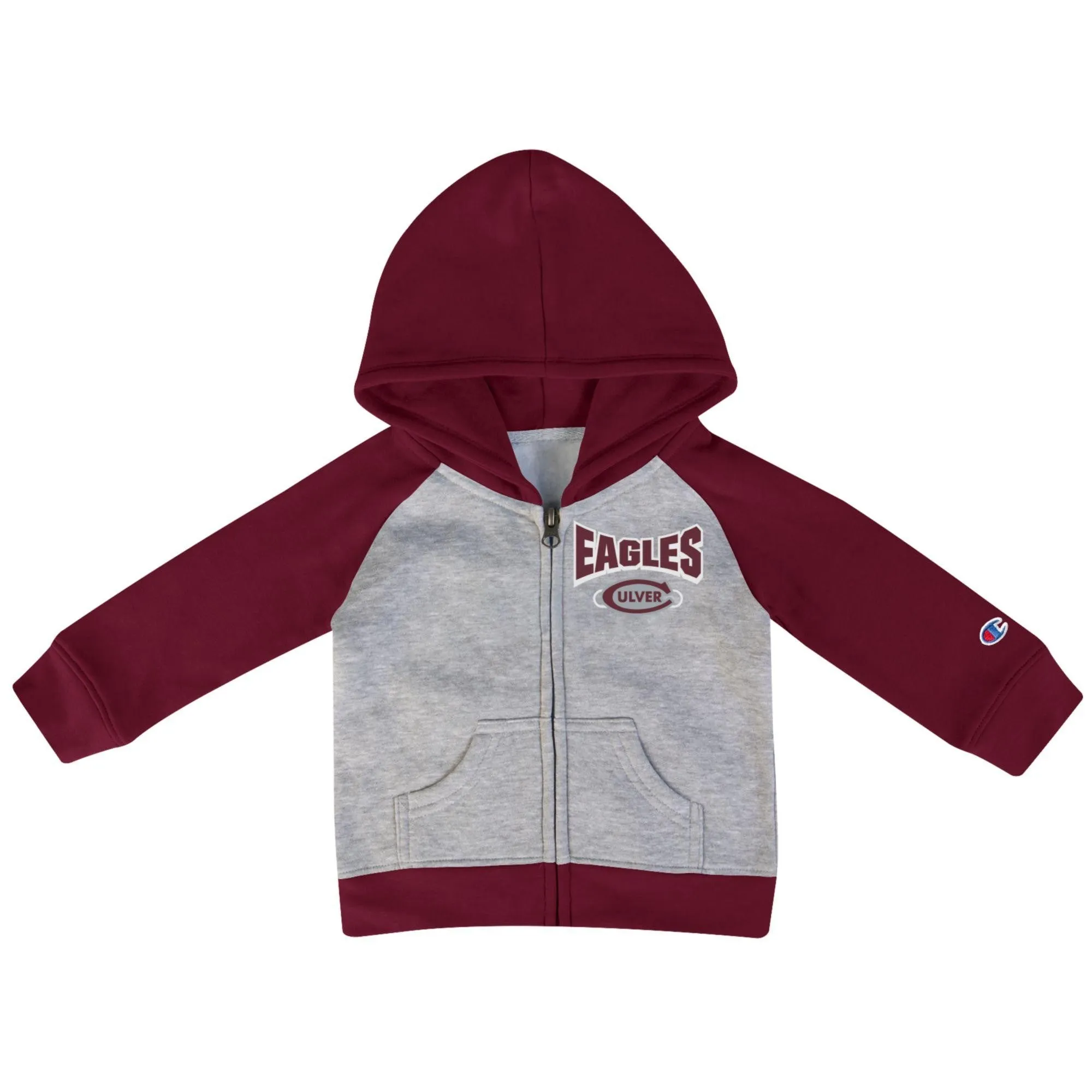 Champion Toddler Raglan Full Zip Hoodie - Grey/Maroon