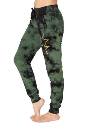 CHRLDR Asymmetrical Stars Flat Pocket Sweatpants - Green/Black Cloud