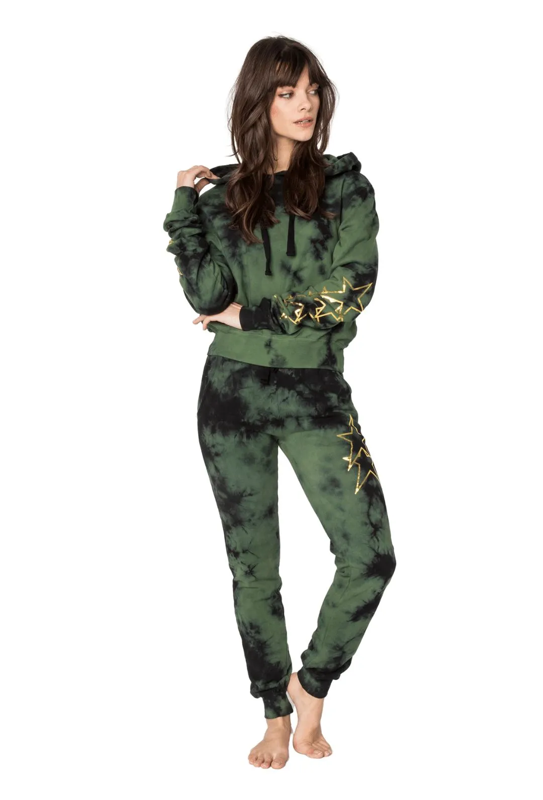 CHRLDR Asymmetrical Stars Flat Pocket Sweatpants - Green/Black Cloud