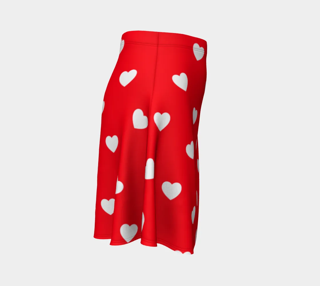 Classic Heart Print Flare Skirt