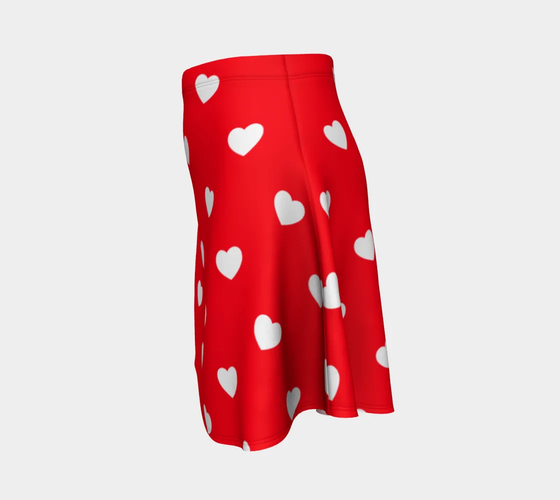 Classic Heart Print Flare Skirt