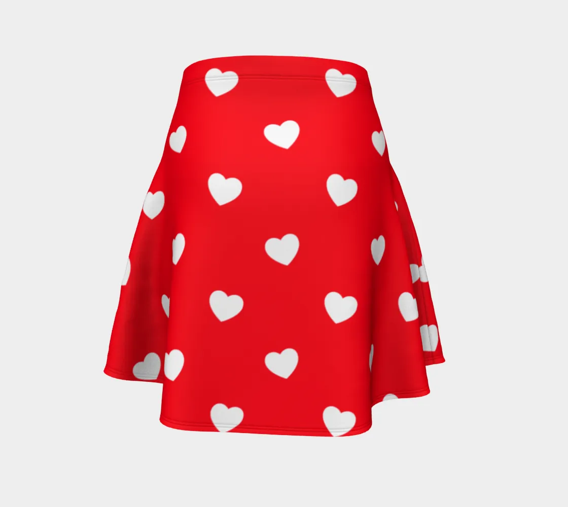 Classic Heart Print Flare Skirt