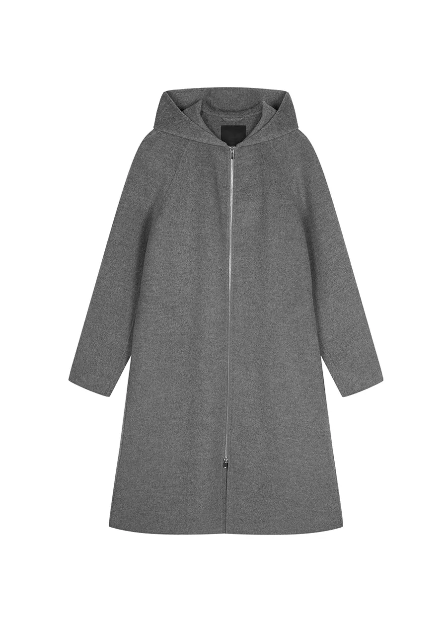 Coat / JNBY A-Shape Relaxed Wool-Cashmere Mid-Length Coat