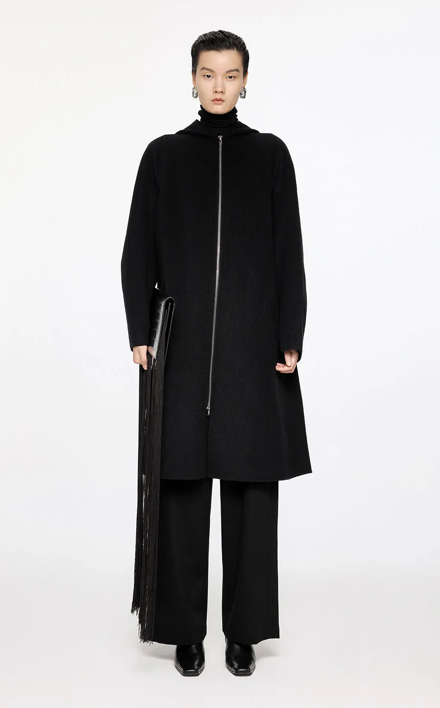 Coat / JNBY A-Shape Relaxed Wool-Cashmere Mid-Length Coat