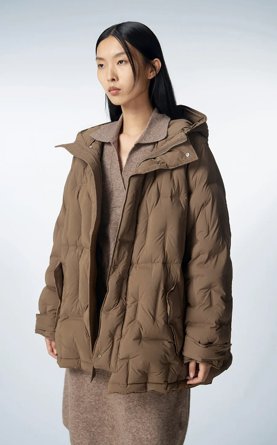 Coat / JNBY Asymmetric Hooded Down Coat