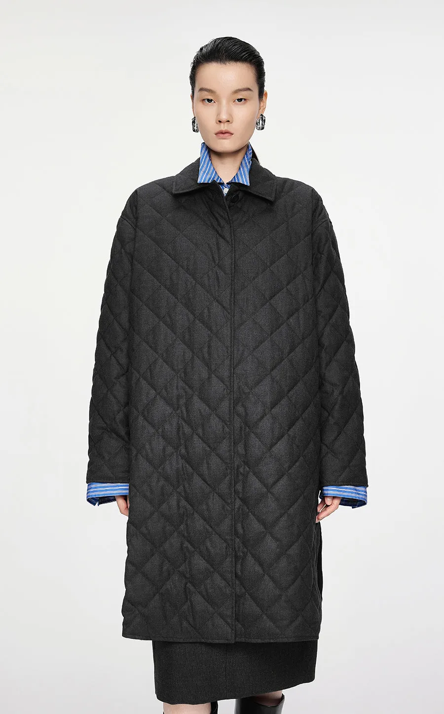 Coat / JNBY Mid-length Wool Jacquard Down Coat