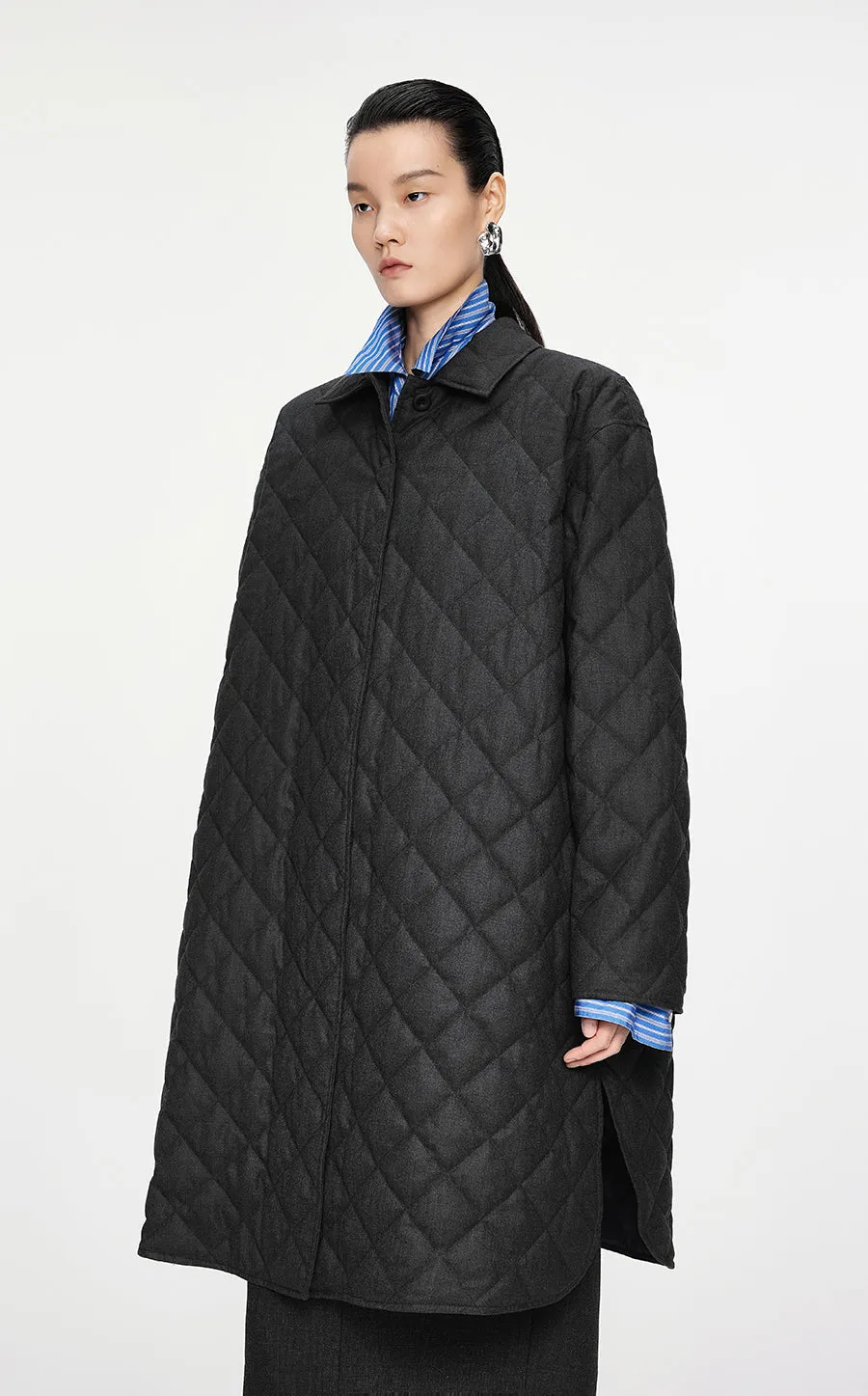 Coat / JNBY Mid-length Wool Jacquard Down Coat