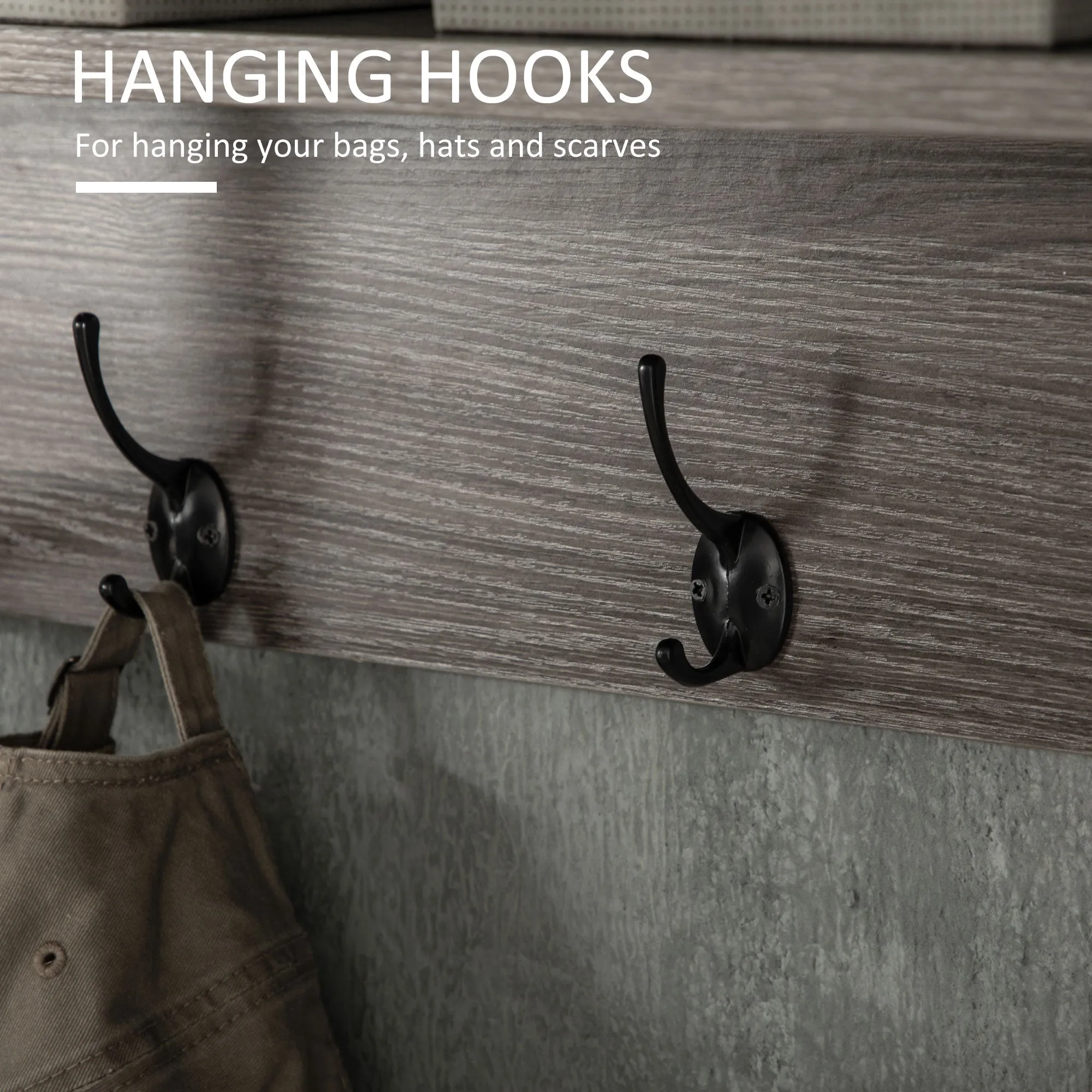 Coat Rack Wall-Mounted With 4 Coat Hooks And Open Storage Shelf