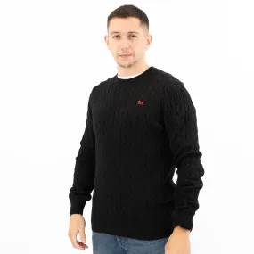 Crew Clothing Mens Oarsmen Cable Knit Jumper Black