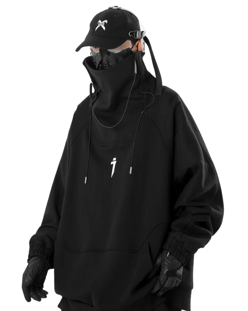 Cyberpunk Hip Hop Oversized Unisex Stand Collar Sweatershirt