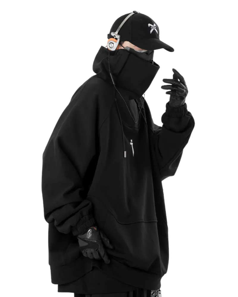 Cyberpunk Hip Hop Oversized Unisex Stand Collar Sweatershirt