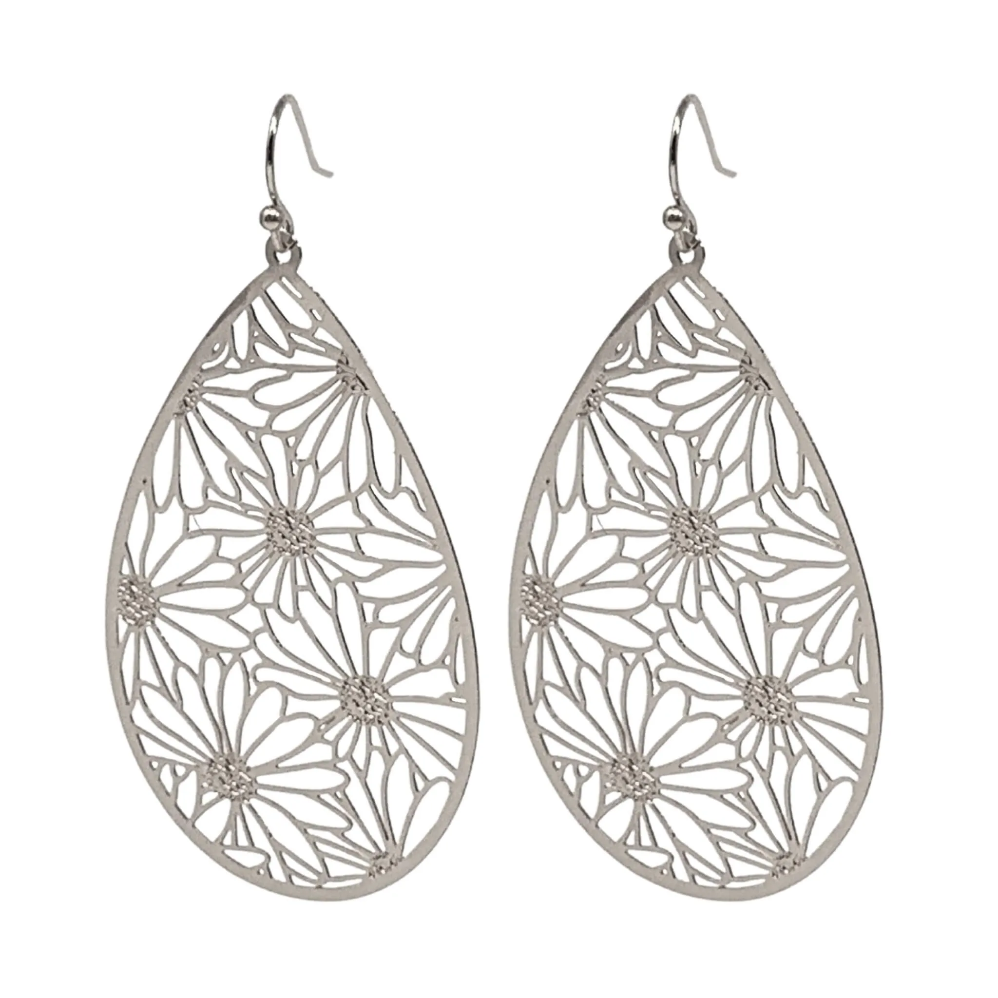 Daisy Teardrop Earrings: Gold & Silver Designs