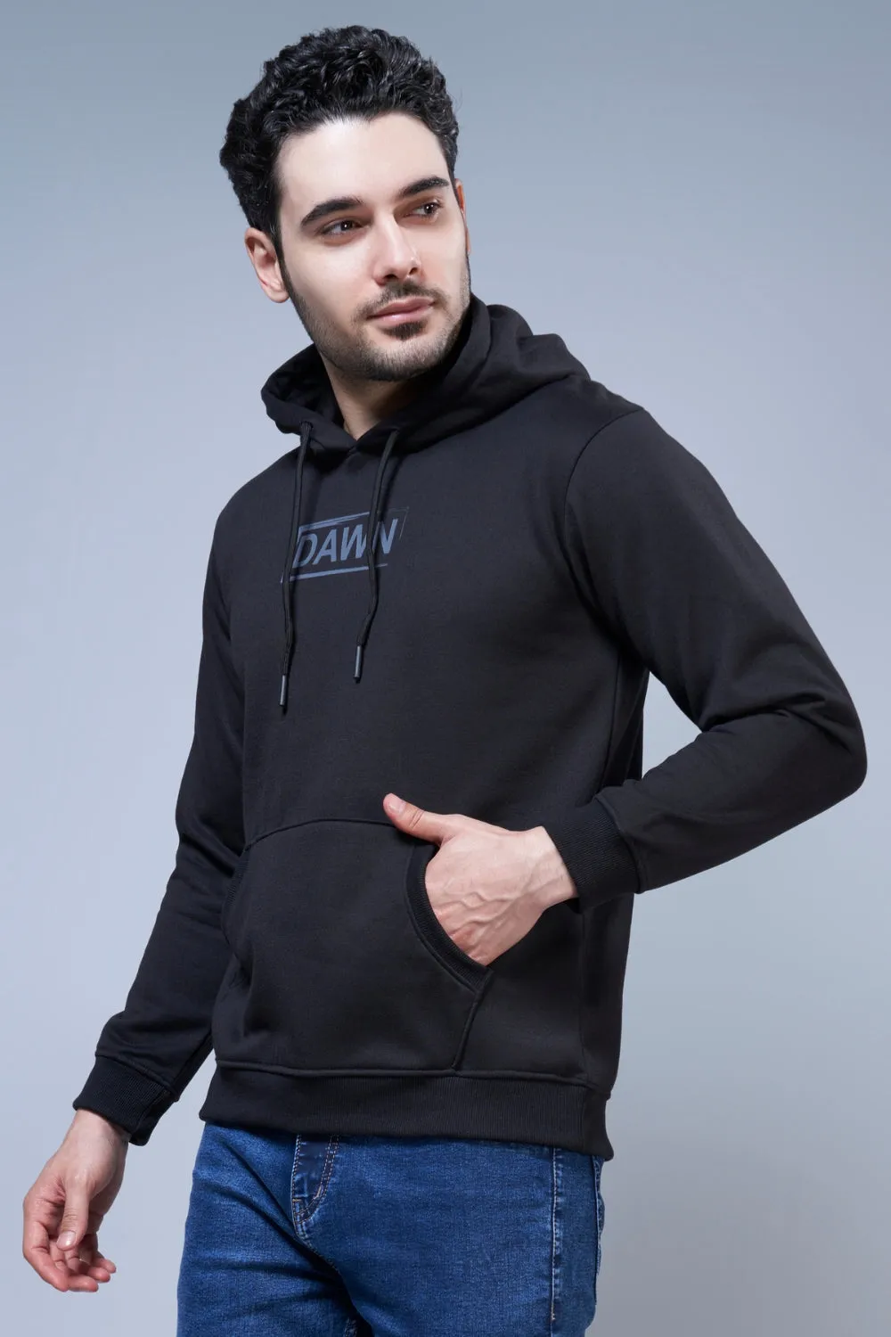 Dawn Printed Black Hoodie