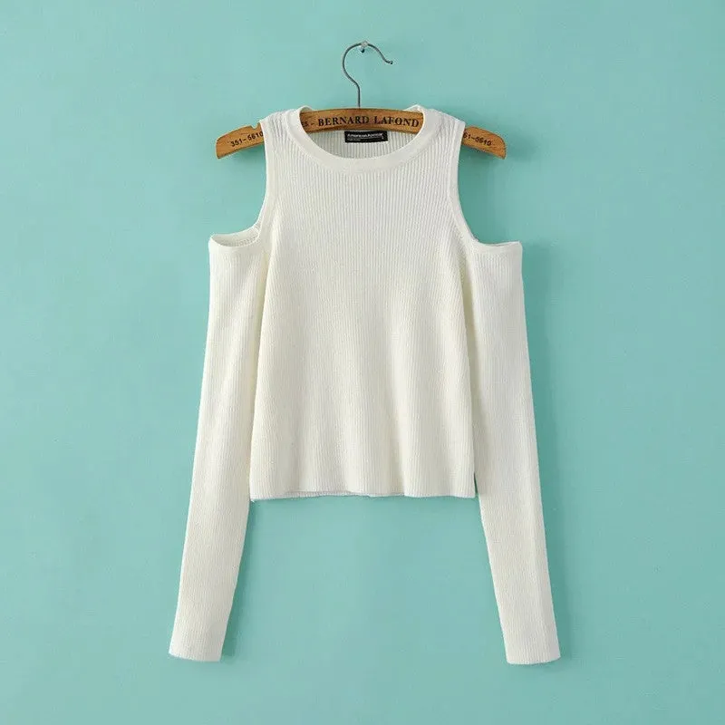 Dew Shoulder Thread Long Sleeve Short Sweater