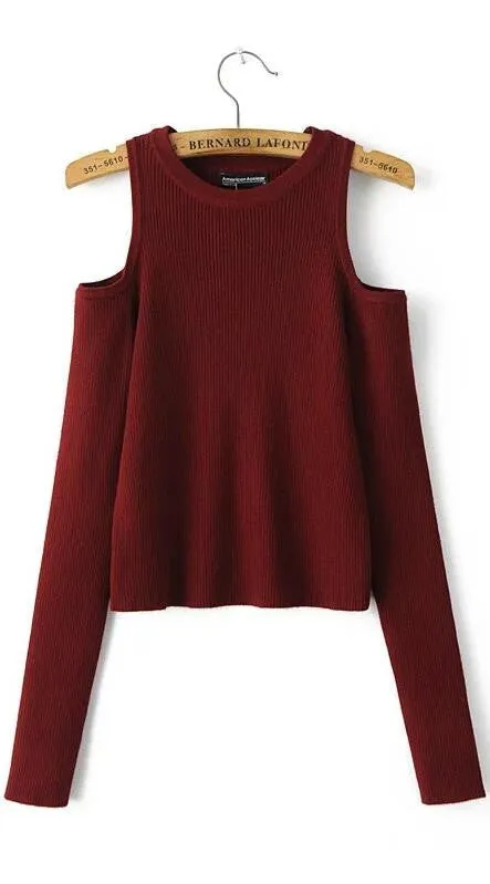 Dew Shoulder Thread Long Sleeve Short Sweater