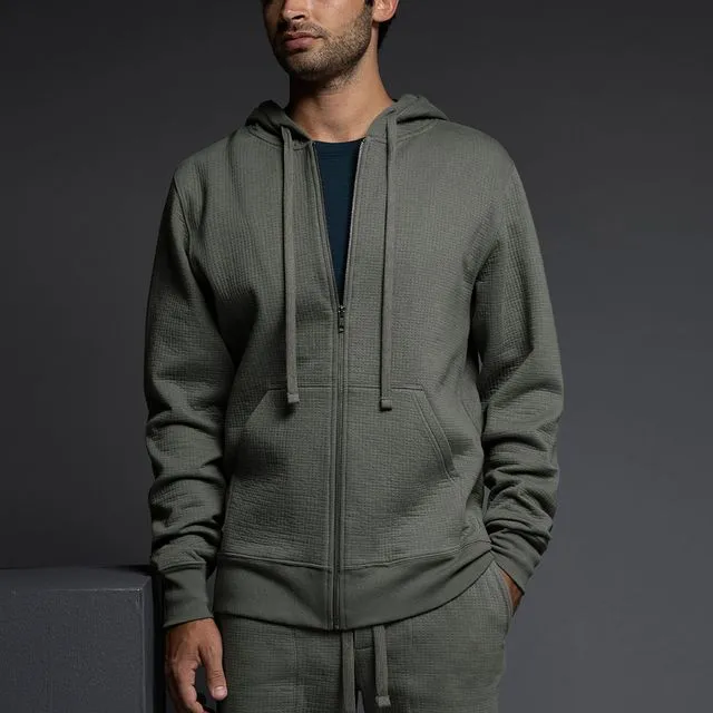 Dual Layer Zip Hoodie Gunmetal