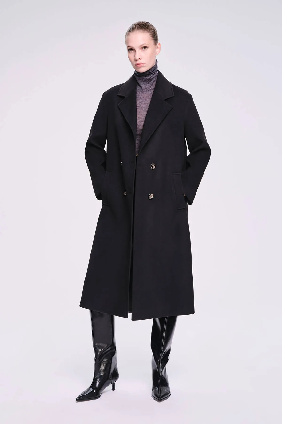 Dynamic Fit Cachet Wool Blend Black Coat