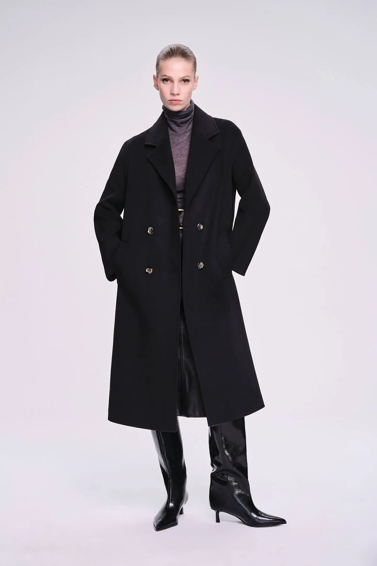 Dynamic Fit Cachet Wool Blend Black Coat