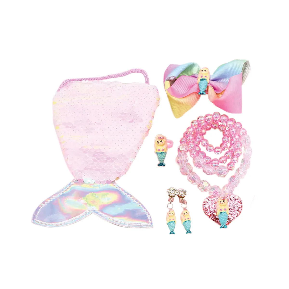 Fashion Jewelry Set with Mermaid Sequins Bag, Asstd