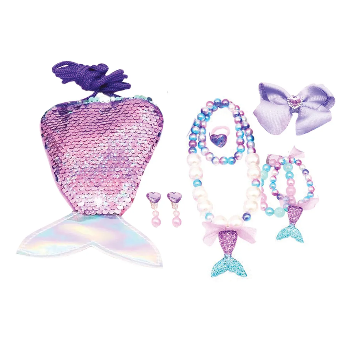 Fashion Jewelry Set with Mermaid Sequins Bag, Asstd