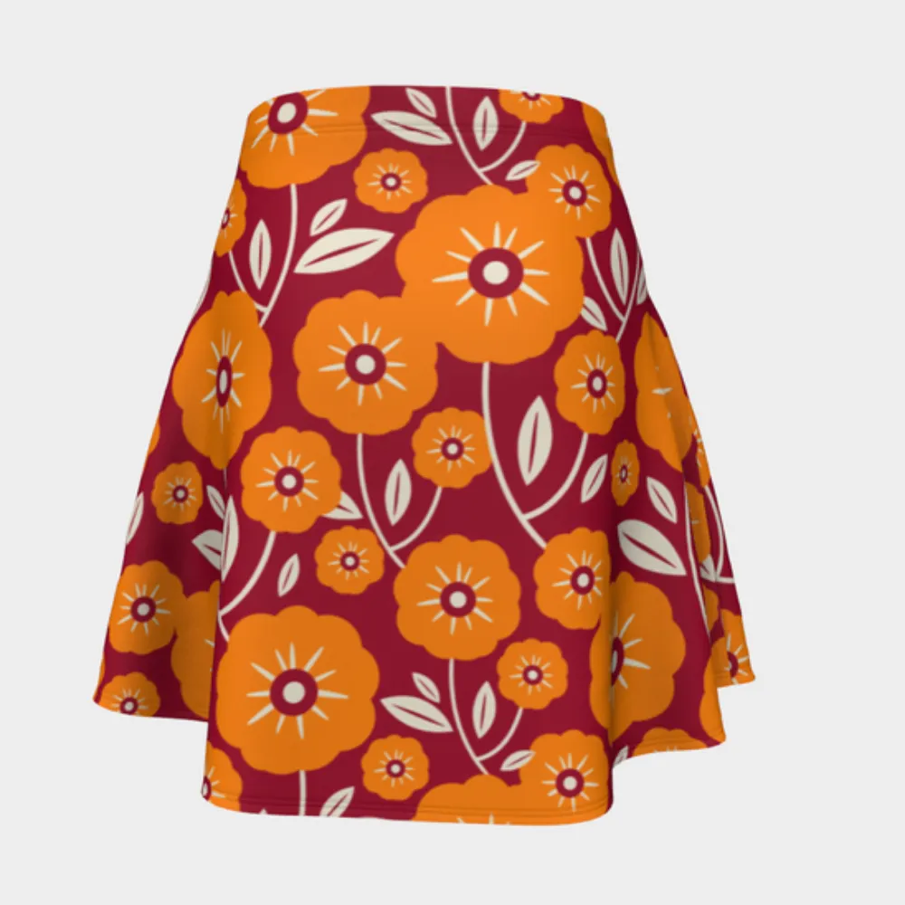 Floral Abstract Flare Skirt