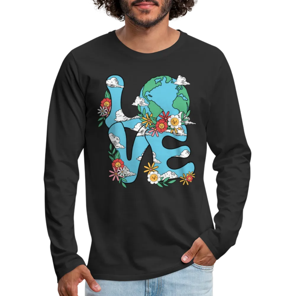 Floral LOVE Earth Day Men's Premium Long Sleeve T-Shirt