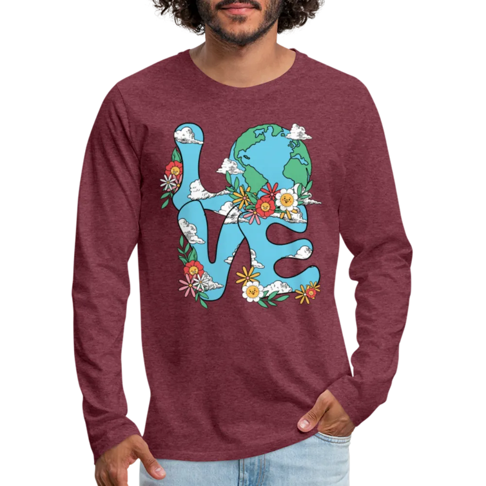 Floral LOVE Earth Day Men's Premium Long Sleeve T-Shirt