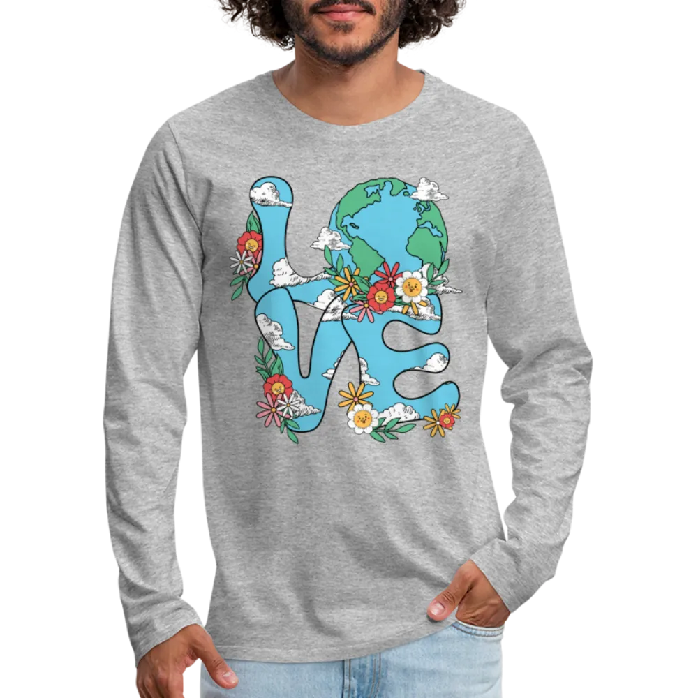 Floral LOVE Earth Day Men's Premium Long Sleeve T-Shirt