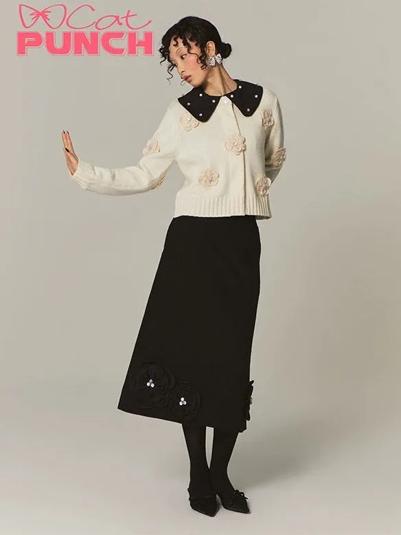 Flower Stitch A-Line Long Skirt