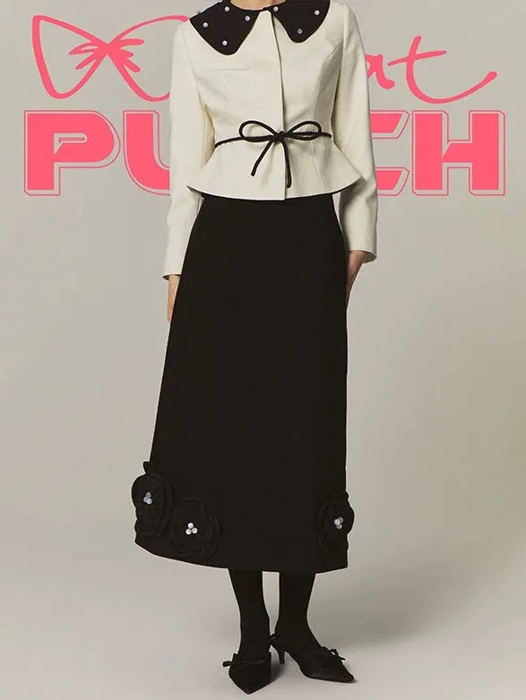 Flower Stitch A-Line Long Skirt