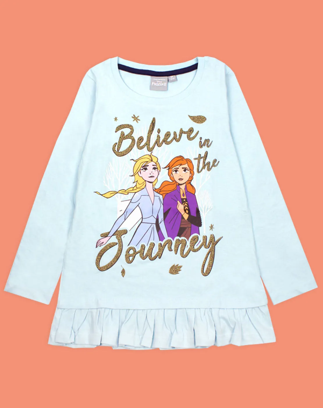 Frozen 2 Elsa And Anna Believe Long Sleeve Girl's Frill T-shirt