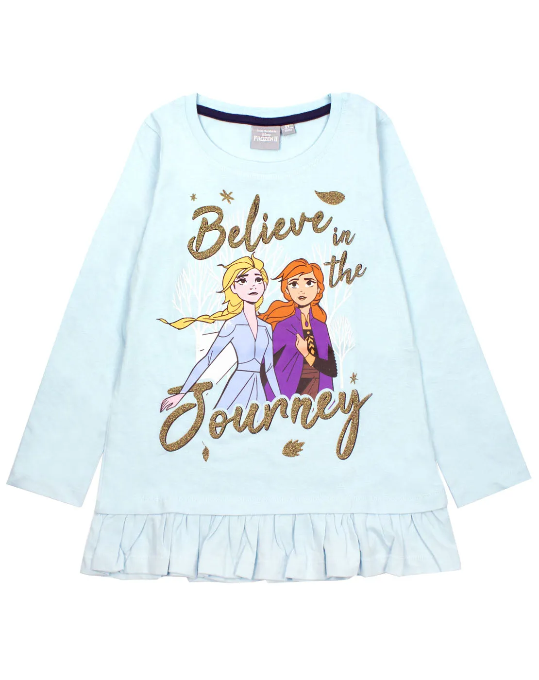 Frozen 2 Elsa And Anna Believe Long Sleeve Girl's Frill T-shirt