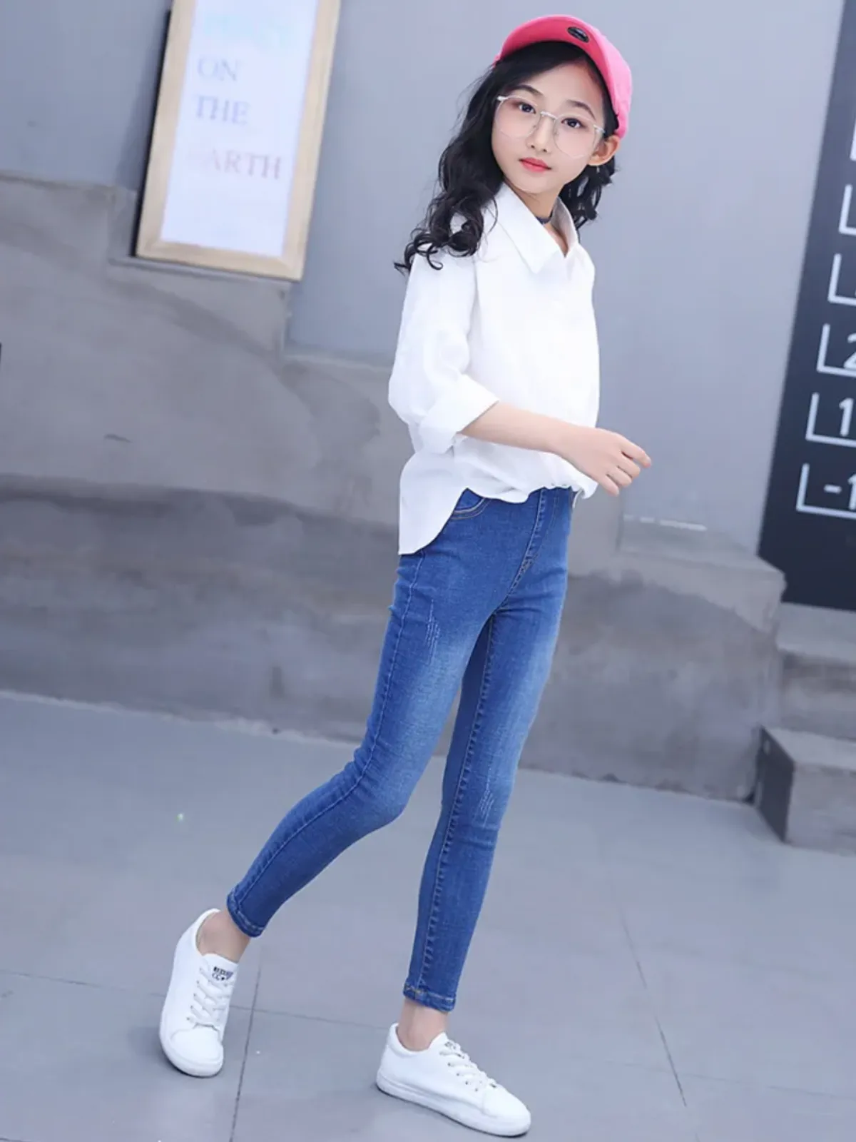 Girl's High-Waisted Stretch Stylish and Comfortable Fit Denim Jeans